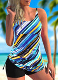 Tie Side Rainbow Stripe Tankini Set