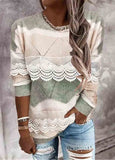 Knit Lace Pullover Color Block Sweater