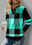 Ombre Lace Up Long Sleeve Sweatshirt