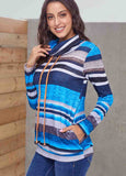 Striped Pocket Long Sleeve Hoodie