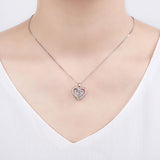 17.7 Inch Heart Pendant Silver Necklace - soofoom.com