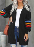 Contrast  Lantern Sleeve knitted Cardigan