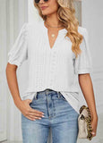 White Breathable  Split Neck Blouse