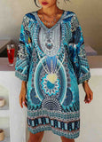 Bohemian Print Long Sleeve Dress