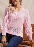 Pink Pointelle V-Neck Sweater