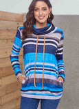 Striped Pocket Long Sleeve Hoodie