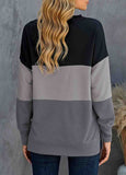 Colorblock Black Contrast Stitching Sweatshirt with Slits