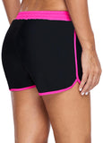 High Waisted Color Block Drawstring Waist Swim Shorts - soofoom.com