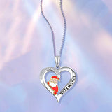 Christmas Santa Claus and Heart Design Necklace