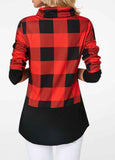 Plaid Drawstring Detail Long Sleeve Sweatshirt