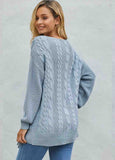 Knitted Drawstring V-Neck Sweater