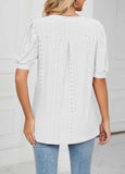 White Breathable  Split Neck Blouse