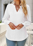 Breathable Long Sleeve Split Neck Blouse