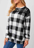 Lace Panel Plaid Long Sleeve T Shirt