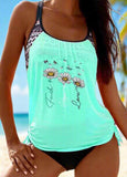 Floral  Printed Ruched Splicing Tankini Set