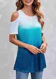 Cold Shoulder Ombre T Shirt