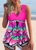 Asymmetric Hem Butterfly Print Swimwear and Shorts