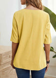 Hem Half Sleeve Cotton Blouse