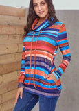 Striped Pocket Long Sleeve Hoodie