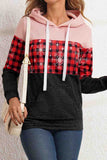 Plaid Color Block Long Sleeve Hoodie