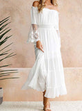 Bohemian  Lace Stitching Flared Sleeve Dress