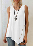 Asymmetric Hem Grey Decorative Button Tank Top