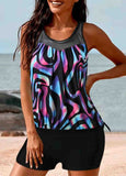 Mesh Stitching Tankini Set