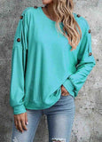 Round Neck Button Sweatshirt