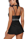 Retro Halter Neck Swimdress  Set