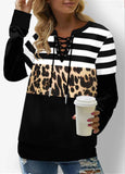 Print Cowl Neck Drawstring Detail Sweatshirt