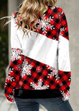 Christmas Snowman Print Drawstring  Sweatshirt