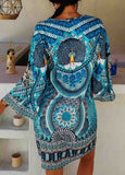 Bohemian Print Long Sleeve Dress