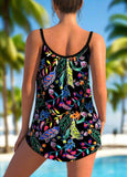 Floral Print  Spaghetti Strap Tankini Set