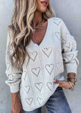 Heart-Shaped Hollow Knitted Sweater