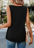 Black Patchwork Leopard Round Neck Tank Top