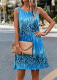 Royal Blue Paisley Print A Line Dress