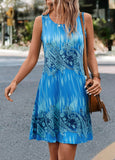 Royal Blue Paisley Print A Line Dress