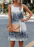 Royal Blue Paisley Print A Line Dress