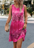 Neon Rose Red Paisley Print A Line Dress