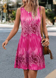 Neon Rose Red Paisley Print A Line Dress