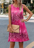 Neon Rose Red Paisley Print A Line Dress