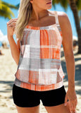 Criss Cross Geometric Print  Tankini Set