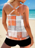 Criss Cross Geometric Print  Tankini Set