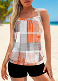 Criss Cross Geometric Print  Tankini Set