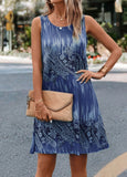 Navy Paisley Print A Line Dress