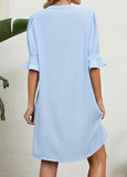 White Split Short H Shape Half Sleeve Dress