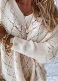 Ivory Lattice Pointelle  Bishop-Sleeve Sweater