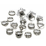 Silver Metal Geometric Design Ring Set - soofoom.com