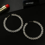 Silver Metal Circle Shape Earring Set - soofoom.com