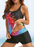 Contrast Graffiti Printed Sling Tankini Set